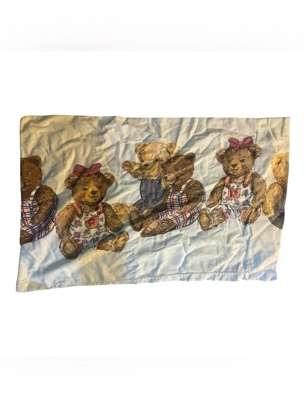 Vintage WestPoint Stevens Flannel Pillowcase Teddy Bear Print Made in USA
